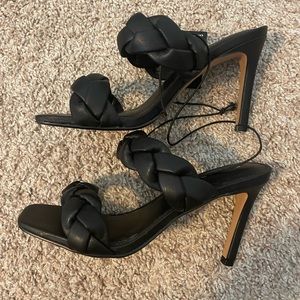 Express black braided heels - size 7